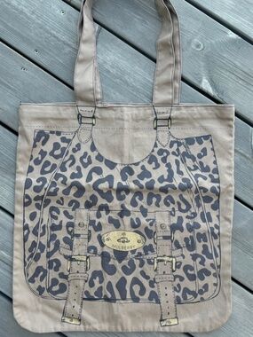 Mulberry London Fashion Week Canvas Tote Bag - Tan and Black Leopard Print 2010